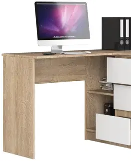 Písacie stoly Moderný písací stôl HERRA124P, dub Sonoma / biely