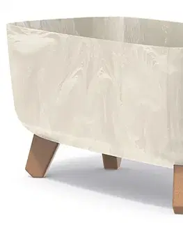 Kvetináče a truhlíky NABBI DGCL400E plastový kvetináč na nožičkách 39 cm krémová