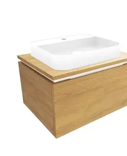 Kúpeľňový nábytok Kúpeľňová skrinka s umývadlom a krycou doskou SAT Feel 60x30x46 cm dub medový mat SATFEEL60DMDU SATFEEL60DMDU