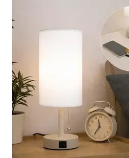 Lampy BRILAGI - Stolová lampa s USB portom TABLON 1xE27/25W/230V béžová/biela BG3668+BG3680