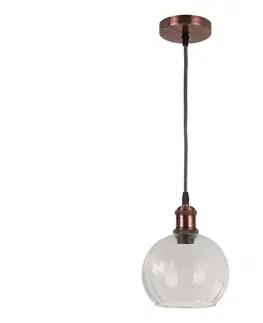 Svietidlá BRILAGI - LED luster na lanku RETRO GLASS 1xE27/60W/230V pr. 25 cm medená/priehľadná NSTK7491+AI0179