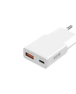 Predlžovacie káble Winner Group - Nabíjací adaptér GaN 1xUSB-A + 1xUSB-C 30W biela WINSITGA30CA