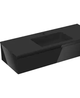Kúpeľňový nábytok MEXEN/S - Orio kúpeľňová skrinka 120 cm s umývadlom Otis, 1 šuplík, čierna lesk/čierna mat 91A10-12023-1-BF70-W18M71