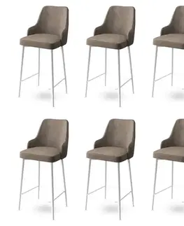 Barové stoličky Bar Stool Set (6 Pieces) Enox - Cappuccino, White