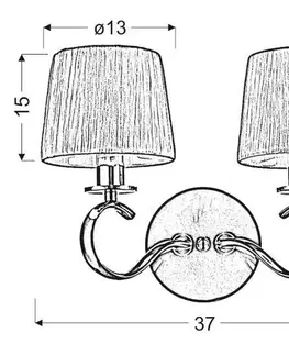 Nástenné svetlá Dvojitá chrómová nástenná lampa s bielym látkovým tienidlom Clara