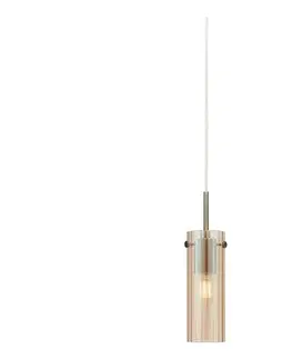 Svietidlá Markslöjd 109015 - Závesné svietidlo na kábli TIBIA 1xE14/40W/230V dymovo-béžová/mosadz 109015