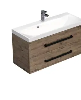 Kúpeľňový nábytok Kúpeľňová skrinka s čiernou úchytkou a umývadlom SAT Cube Way 100x53x40 cm dub Wellington mat CUBE2C100ZDW CUBE2C100ZDW
