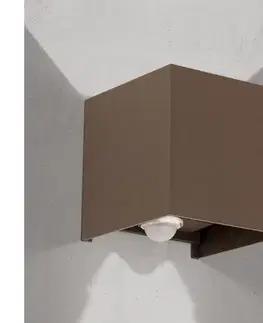 Svietidlá Orion- LED vonkajšie nástenné svietidlo so senzorom CUBE-S LED/13W/230V IP54 hnedé AL 11-1314 corten/Sensor