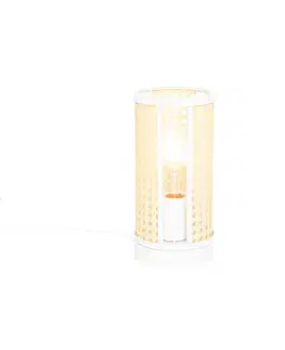 Stolné lampy Orientálna stolná lampa biela s ratanom 12 cm - Akira