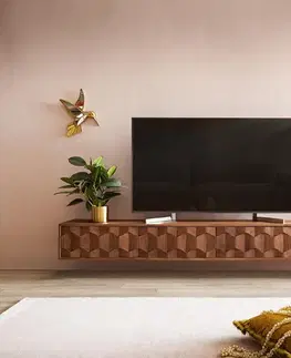 Televízne stolíky DELIFE TV stolík Fevo 220 cm akácia hnedá závesné 4 dvierka