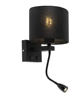Lampy Moderná nástenná lampa čierna s čiernym tienidlom - Brescia
