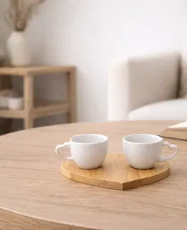 Hrnčeky a šálky Súprava 2 porcelánových šálok s podtáckou Srdce