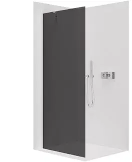 Sprchové dvere CERANO - Sprchová zástena Walk-in Onyx YL/P - 8 mm - okrúhla vzpera - chróm, grafitové sklo - 40x200 CER-8050BD71939