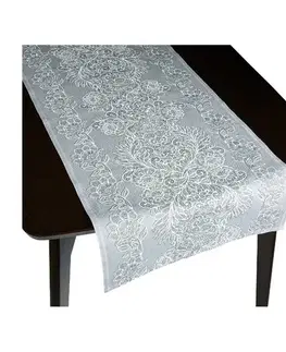 Obrusy Bellatex Behúň Čipka sivá, 50 x 180 cm