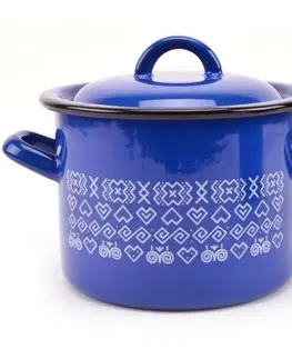 Hrnce Kinekus Hrniec smaltovaný s pokrievkou, 30cm / 17,5L, dekor Čičmany