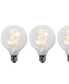 LED osvetlenie Sada 3 LED žiaroviek E27 s krúteným vláknom G95 priehľadné 5W 400lm 2200K