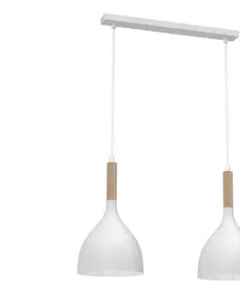 Svietidlá  Luster na lanku NOAK WOOD 2xE27/15W/230V biela/buk 3732