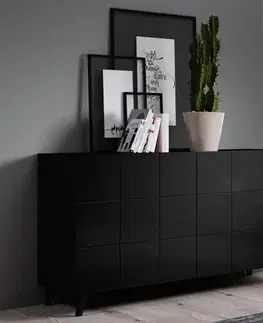 Komody CAMA MEBLE Reja KOM2D dvojdverová komoda čierny lesk