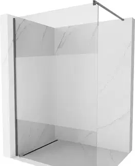Sprchové dvere MEXEN/S - Kioto Sprchová zástena WALK-IN 70 x 200, transparent/dekor 8 mm, grafit kartáčovaná 800-070-101-66-35