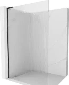 Sprchové dvere MEXEN/S - Kioto L Sprchová zástena WALK-IN 70 x 200, prúžky, čierna 800-070-103-70-09