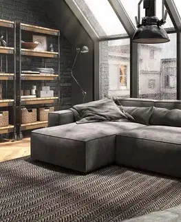 Rohové sedacie súpravy DELIFE Rohová pohovka Sirpio 230x155 cm mikrovlákno khaki-hnedá variabilné ležadlo s taburetom
