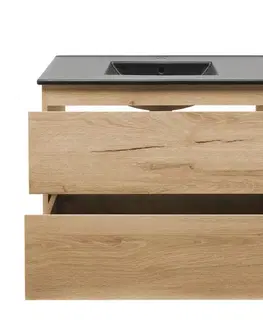 Kúpeľňový nábytok Kúpeľňová skrinka 2 zásuvková s umývadlom SAT B-Way 79x50x45 cm dub mat BWAY280OAKU4B BWAY280OAKU4B