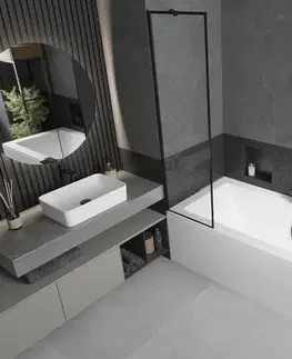 Sprchové dvere MEXEN/S - Cube obdĺžniková vaňa 180 x 80 cm s panelom + vaňová zástena 50, čierna vzor 550518080X9505007070