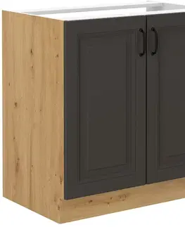 Kuchynské skrinky STELLA 80 dolná drezová skrinka, šedá/dub Artisan