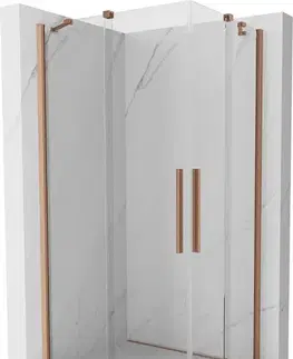 Sprchovacie kúty MEXEN/S - Velar Duo štvorcový sprchovací kút 100 x 90, transparent, meď kartáčovaná 871-100-090-02-65