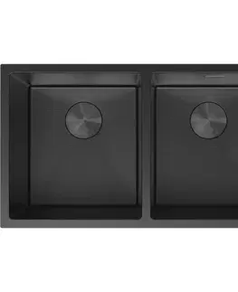 Kuchynské drezy MEXEN MEXEN - Binox oceľový drez 2-bowl 800 x 450 mm, čierna HC 6421802000-70HC