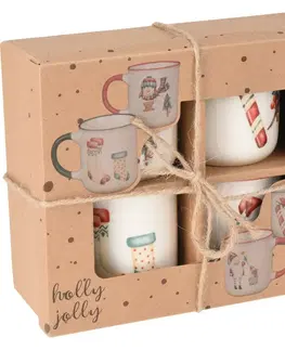 Hrnčeky a šálky 4-dielna sada hrnčekov Holly Jolly, 200 ml, porcelán