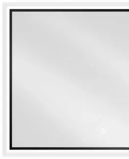 Kúpeľňové zrkadlá MEXEN - Erma zrkadlo s osvetlením 80 x 60, LED 6000K, čierny rám 9814-080-060-611-70