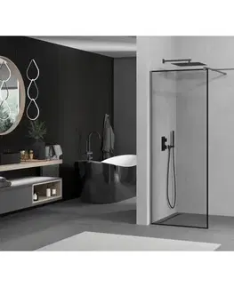 Sprchové dvere MEXEN/S - Kioto Sprchová zástena WALK-IN 120 x 120, čierny vzor, grafit kartáčovaná 800-120-202-66-70-120