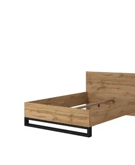 Manželské postele HELL S 30 manželská posteľ 140 cm, dub Wotan / čierna 