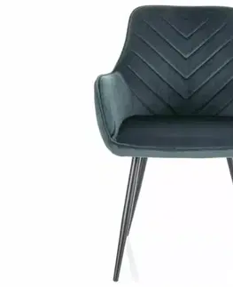 Kuchynské a jedálenské stoličky Signal Jedálenská stolička FIG VELVET | zelená