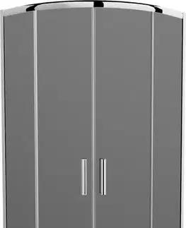 Vane MEXEN/S - Rio štvrťkruhový sprchovací kút 80 x 80, grafit, chróm + vanička so sifónom Flat, čierny 863-080-080-01-40-4170