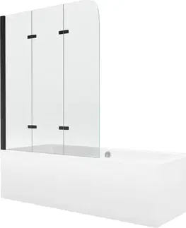 Sprchové dvere MEXEN/S - Cube obdĺžniková vaňa 180 x 80 cm s panelom + vaňová zástena 120, transparent, čierna 550518080X9012037000