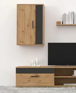 Obývacie steny BOTARE MINI obývacia stena, dub Artisan/čierna