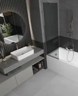Sprchové dvere MEXEN/S - Next vaňová zástena FIX 50 x 150, grafit, chróm 895-050-000-00-40-01