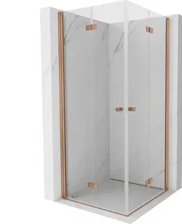 Sprchovacie kúty MEXEN/S - Mist-F Duo sprchovací kút skladacie dvere 100 x 100, transparent, meď kartáčovaná 8A6-100L-100P-65-00