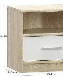 Nočné stolíky NABBI Tavir N nočný stolík dub sonoma / biela
