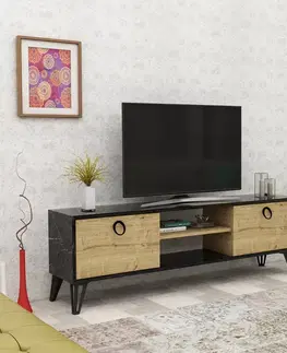 TV stolíky FLORIDA televízny stolík na nožičkách, dub / čierna