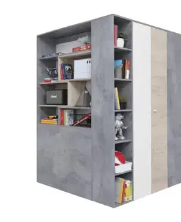 Šatníkové skrine Meblar  Šatníková skriňa SIGMA SI1 L/P Farba: biela/beton