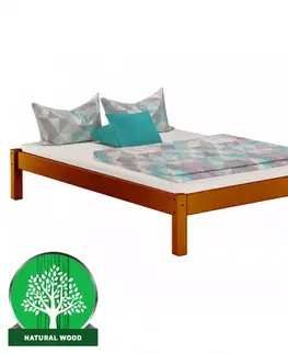 Drevené postele Posteľ Dora 140x200 borovica morená gaštan