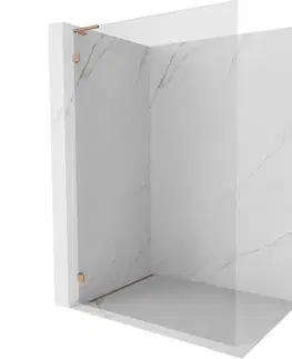 Sprchové dvere MEXEN/S - Lunar L Sprchová zástena WALK-IN ľavá 50 x 200, transparent 8 mm, meď kartáčovaná 830L-050-000-65-00-L