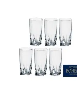 Poháre Kinekus Sklenený pohár na vodu long, objem 350ml, 6ks sada, QUADRO BOHEMIA
