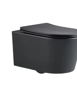 Záchody WC závesné SAT Brevis vrátane dosky softclose, 48 cm, čierny SATBRE010RREXPBKM SATBRE010RREXPBKM