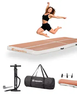 Žinenky Airtrack inSPORTline Airstunt 300x100x10 cm mocha mousse s ručnou pumpou