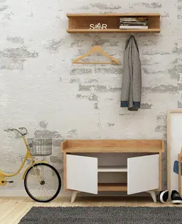 Nemý sluha Nástenný vešiak s botníkom Arasso Oak and White