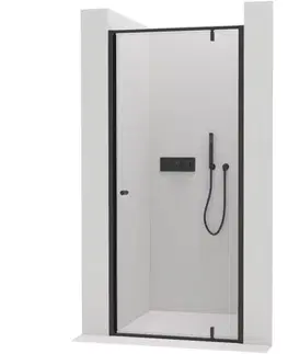 Sprchovacie kúty CERANO - Sprchové pivotové dvere Ferri L/P - 6 mm - čierna matná, transparentné sklo - 80x195 CER-425632